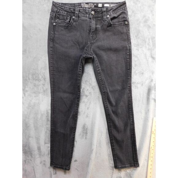 Miss Me Denim - Miss Me Jeans Juniors 31 Black Skinny Animal Print Rhinestone Stretch Denim